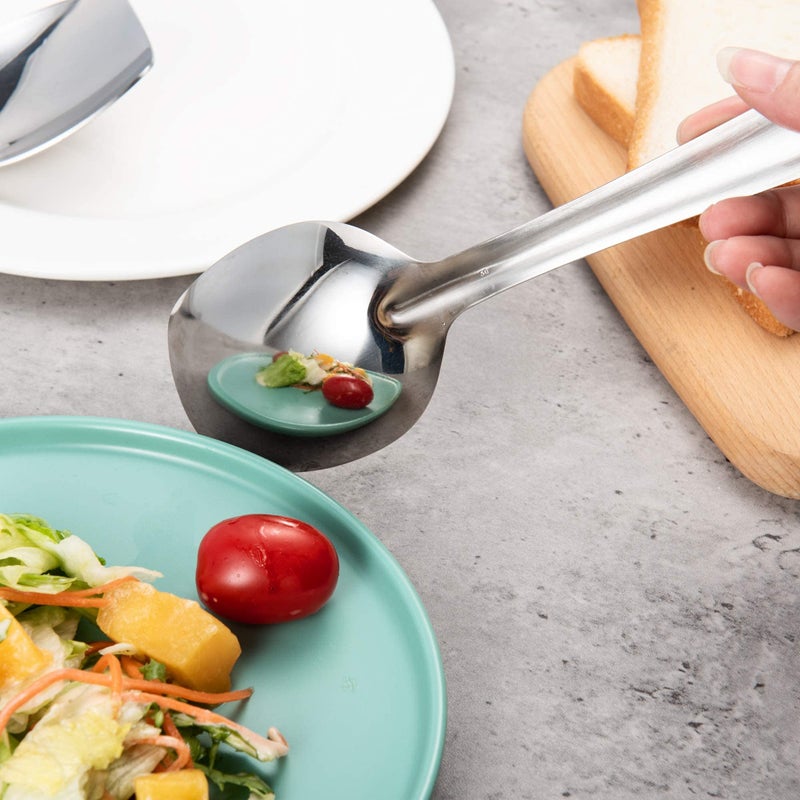 IMEEA Flat Bottom Serving Spoon 18/8 Stainless Steel Slotted Spoon 10-Inch Flat Edge Spoon Cooking Spoon, Set of 2 - Image 5